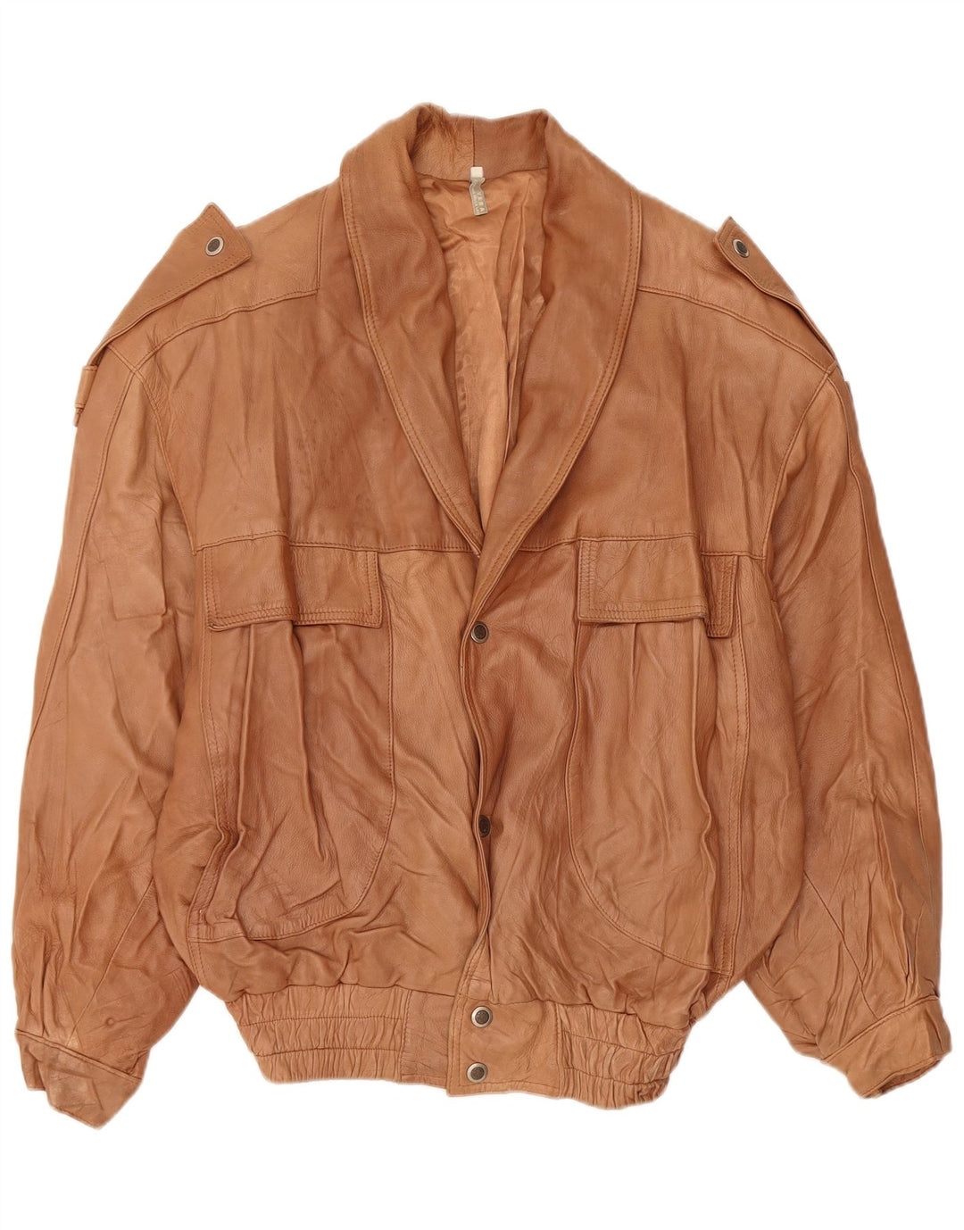 Jaqueta de couro militar masculina VINTAGE Reino Unido 44 2XL couro marrom