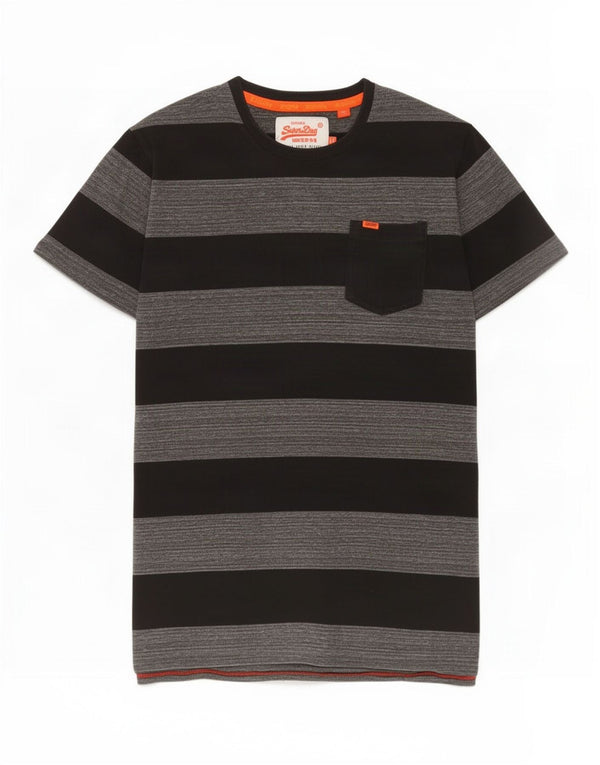 Camiseta masculina Superdry Top cinza médio listrado algodão