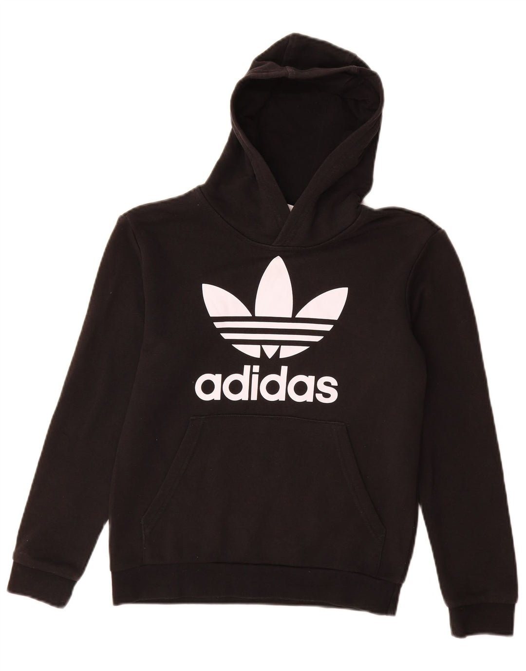 ADIDAS Meninos Graphic Hoodie Jumper 11-12 Anos Preto Algodão