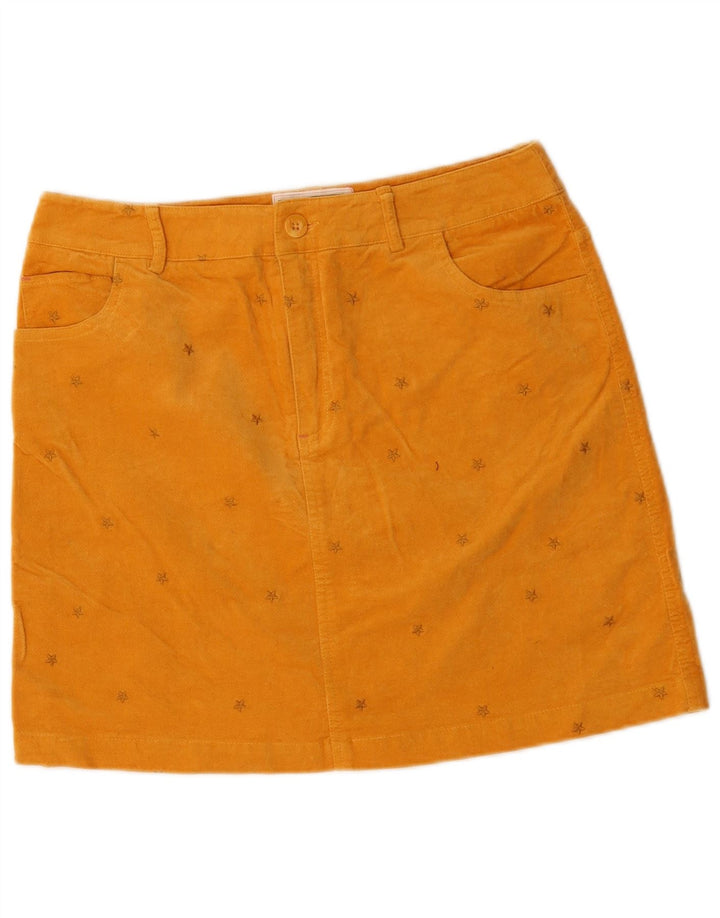 Mini saia feminina com padrão abstrato White Stuff UK 10 pequena W30 amarela