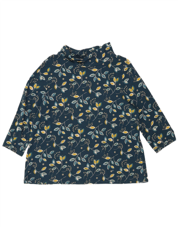 Blusa feminina Seasalt Cornwall manga 3/4 UK 16 grande azul floral