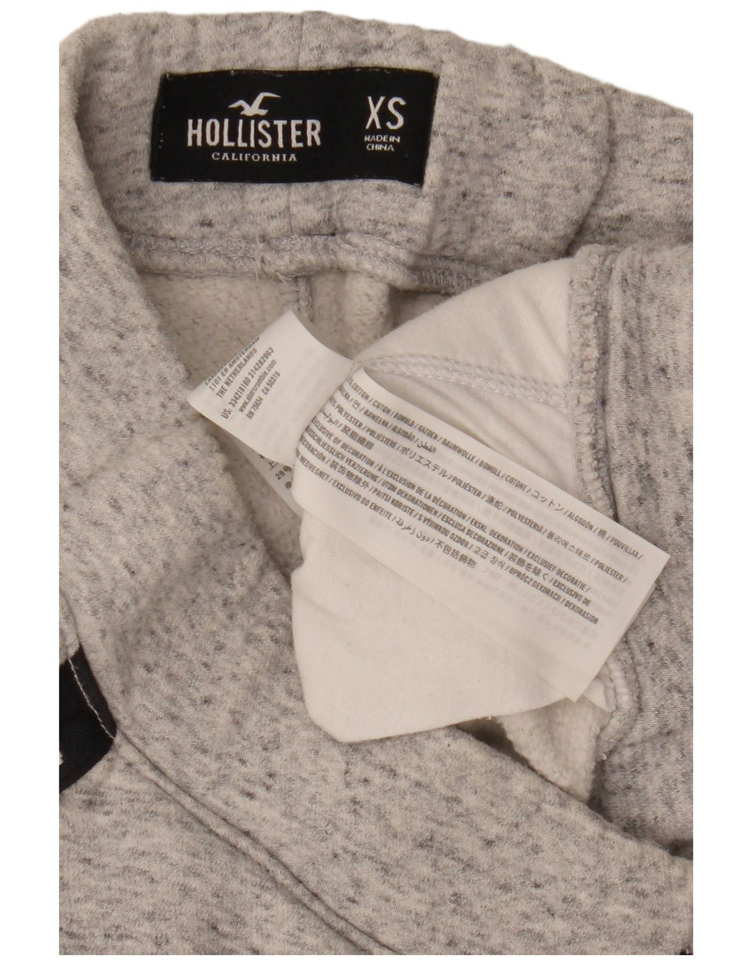 HOLLISTER Calça de treino masculina gráfica Joggers XS cinza algodão manchado