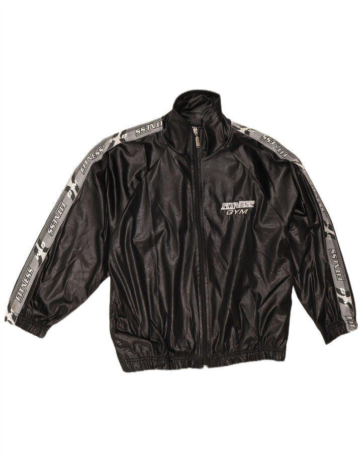 Campagnolo feminino gráfico oversized agasalho top jaqueta Reino Unido 10 pequeno preto