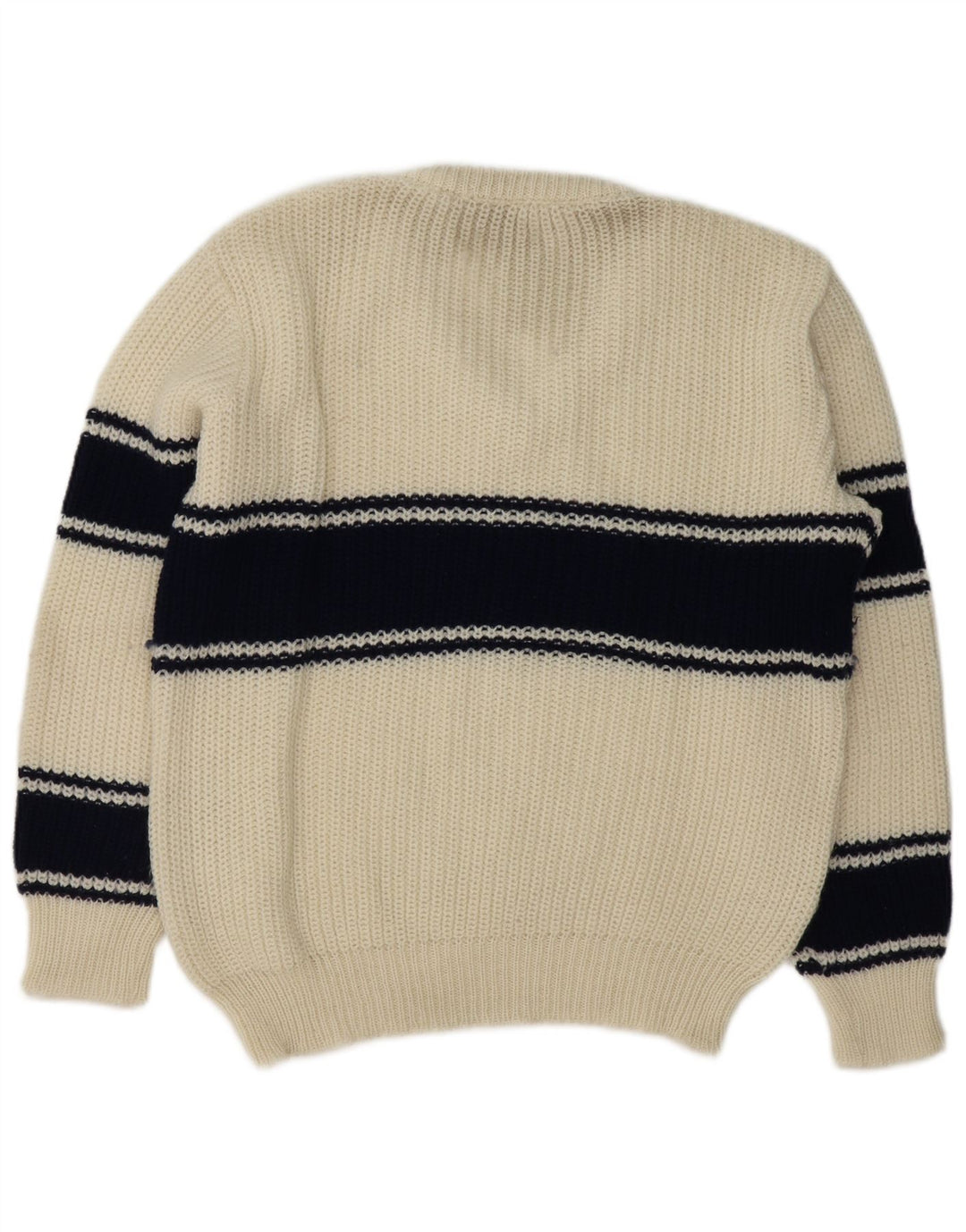 Suéter vintage masculino com decote em V grande bloco colorido branco