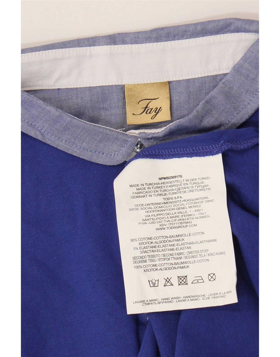 Camisa polo feminina Fay UK 14 grande algodão azul