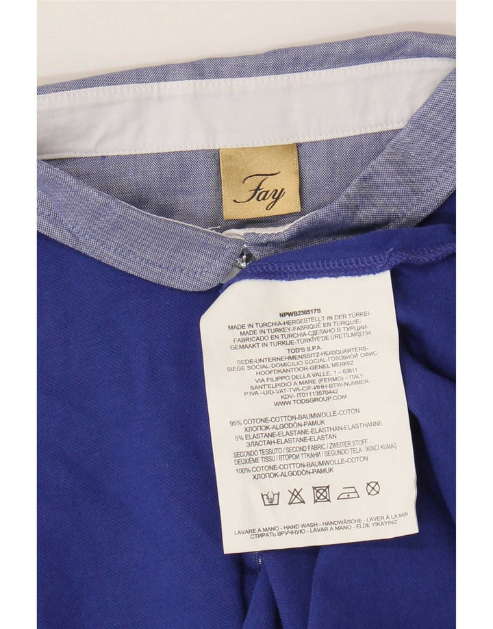 Camisa polo feminina Fay UK 14 grande algodão azul
