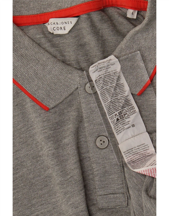 Camisa polo masculina JACK & JONES grande algodão cinza