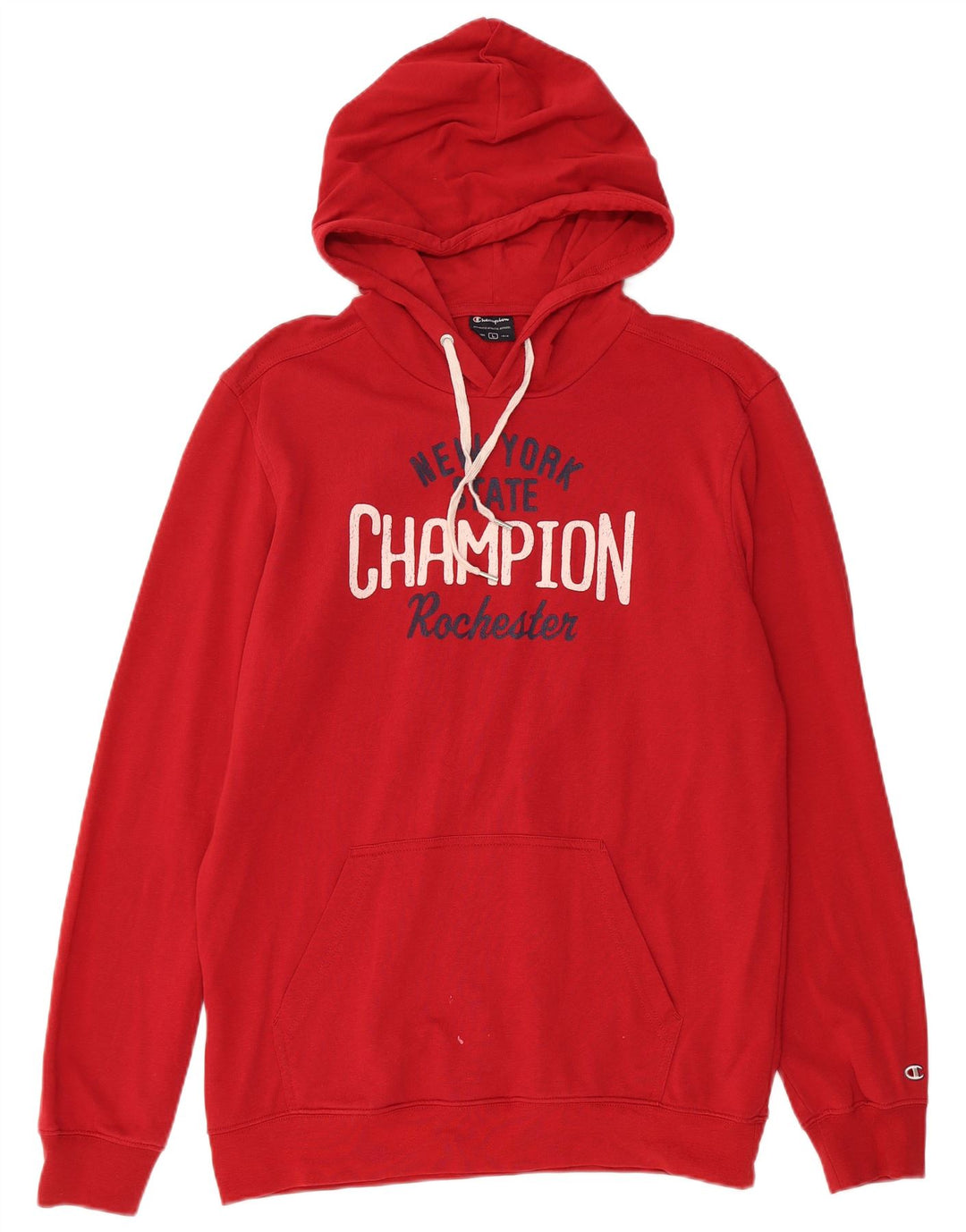 CHAMPION Suéter masculino com capuz gráfico Rochester grande algodão vermelho