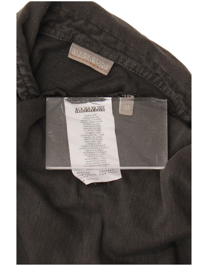 Camisa polo masculina de manga comprida NAPAPIJRI algodão cinza médio