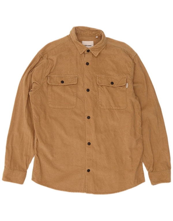 Camisa masculina de veludo Jack & Jones XL bege algodão