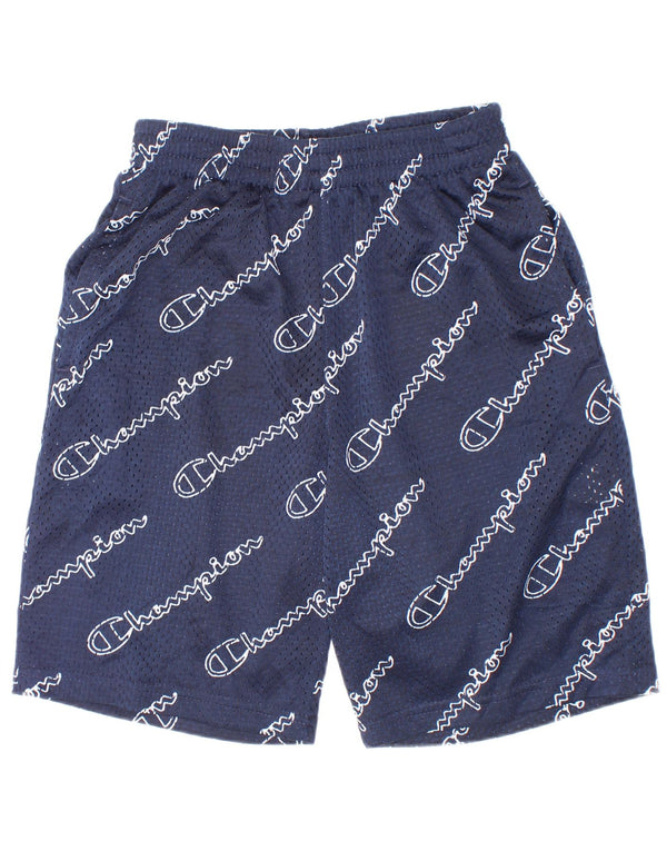Shorts esportivos gráficos Champion Boys 9-10 anos médio azul marinho poliéster