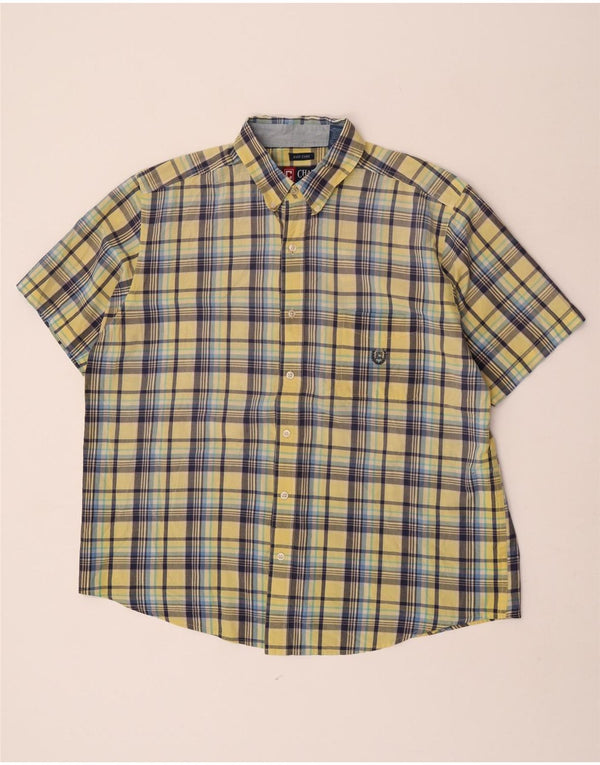 Camisa masculina de manga curta Chaps XL amarelo xadrez algodão