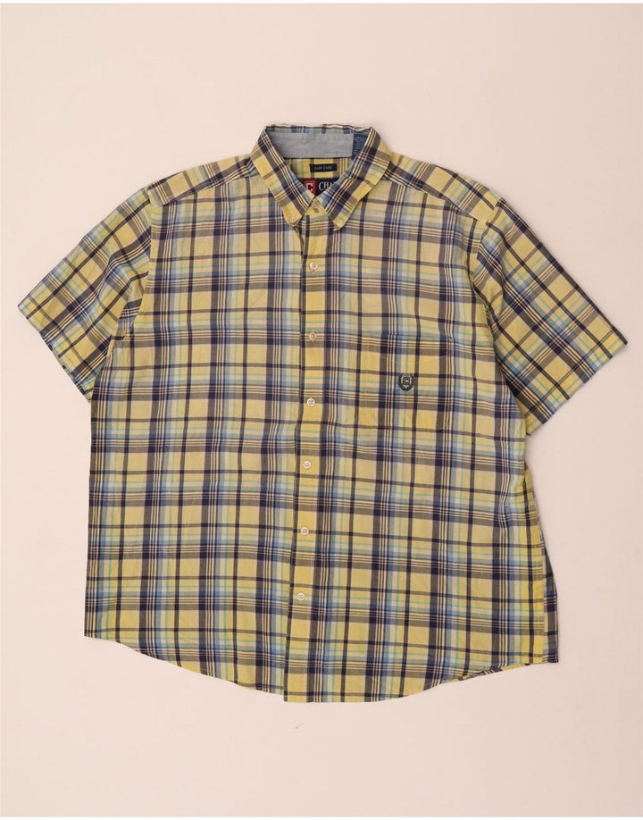Camisa masculina de manga curta Chaps XL amarelo xadrez algodão