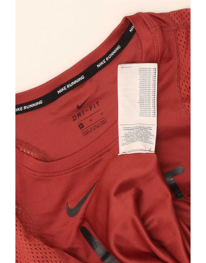 Camiseta Nike Feminina Dri Fit Running Graphic Top UK 12 Médio Poliéster Vermelho