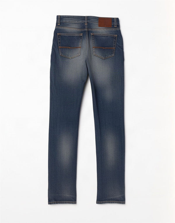 Tommy Hilfiger Mens Mercer Distressed Straight Jeans W30 L34 Blue Cotton