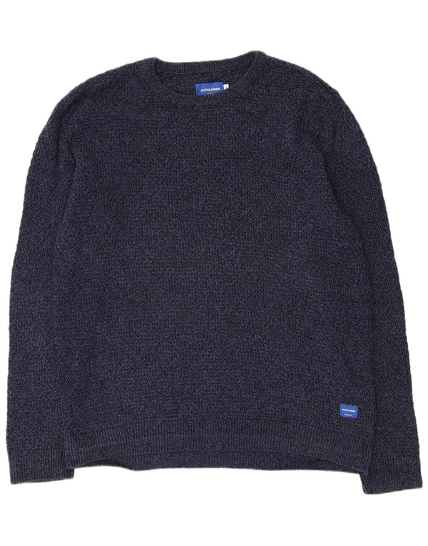 Suéter masculino Jack & Jones com gola redonda XL algodão manchado azul marinho