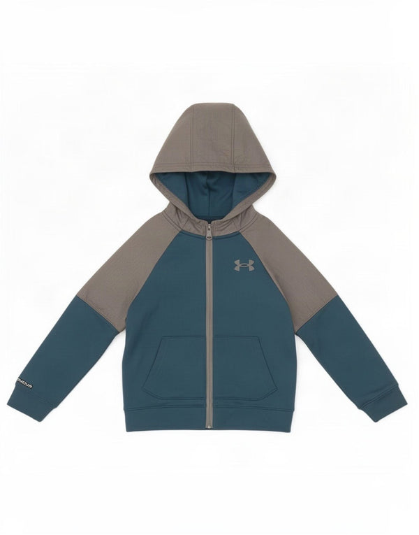 Suéter com capuz Under Armour Boys Zip 6-7 anos XS azul colorblock
