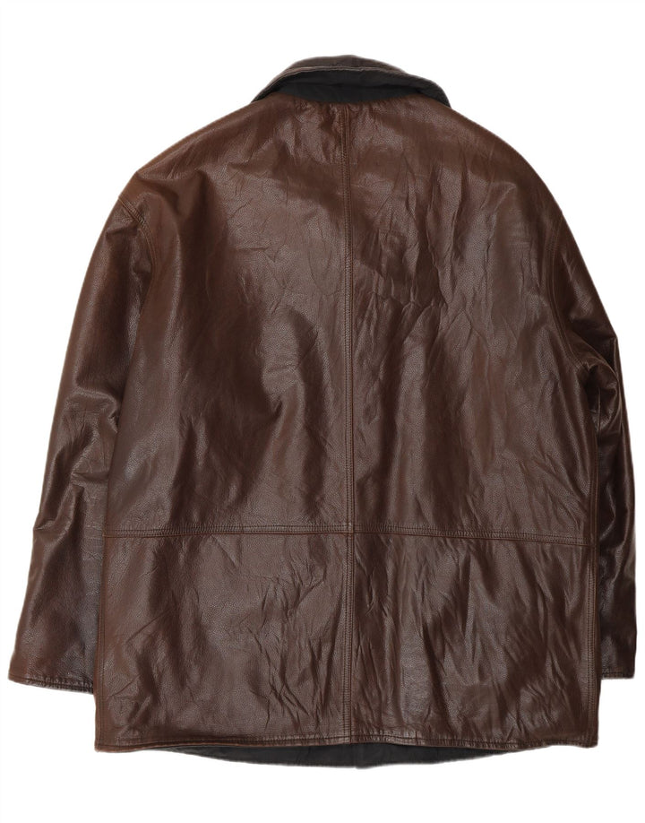 VINTAGE Mens Reversible Leather Jacket IT 54 2XL Brown Leather