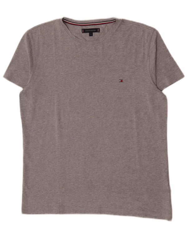 Tommy Hilfiger Camiseta masculina grande algodão cinza