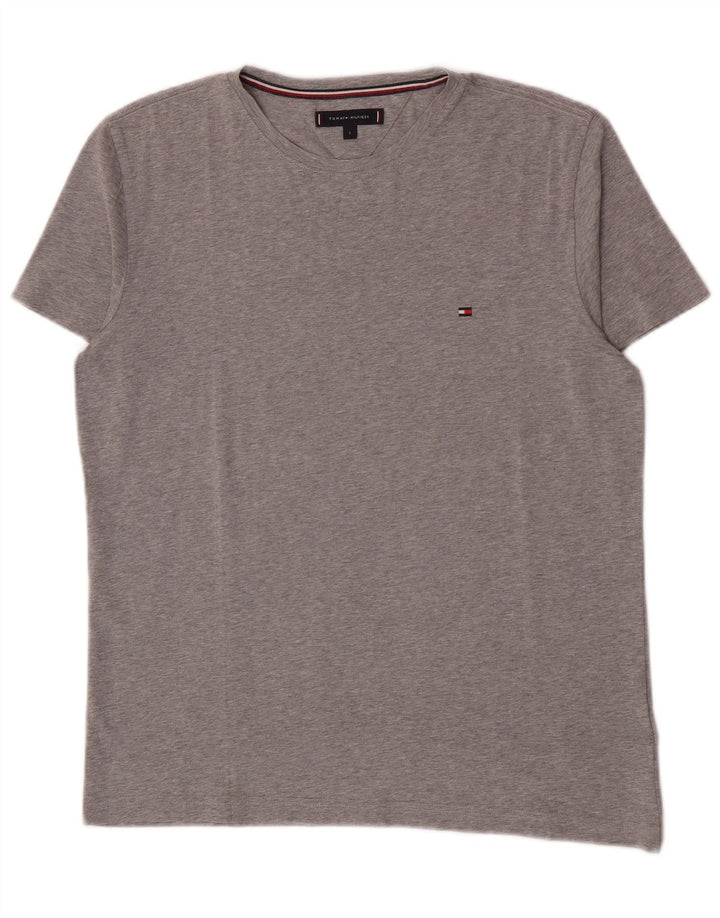 Tommy Hilfiger Camiseta masculina grande algodão cinza