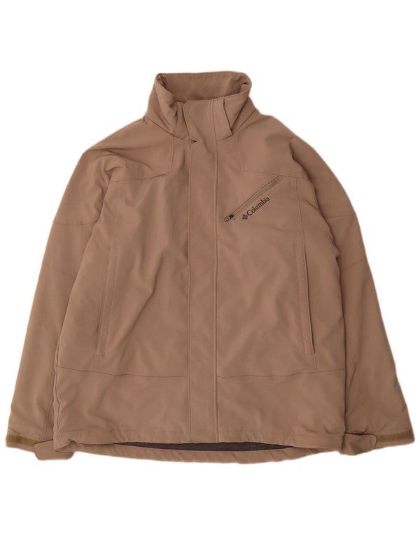Jaqueta corta-vento masculina Columbia UK 40 grande poliéster bege
