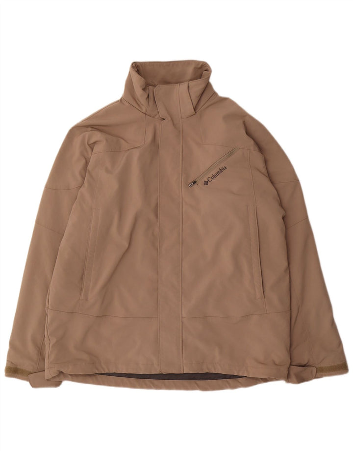 Jaqueta corta-vento masculina Columbia UK 40 grande poliéster bege