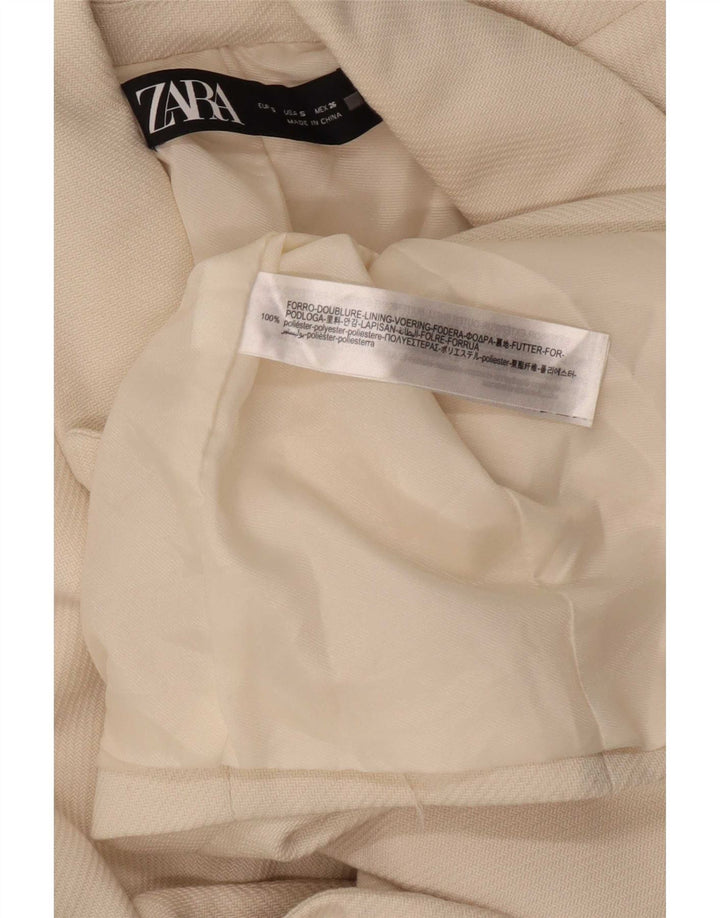 Jaqueta blazer feminina Zara com peito duplo Reino Unido 10 pequeno poliéster branco