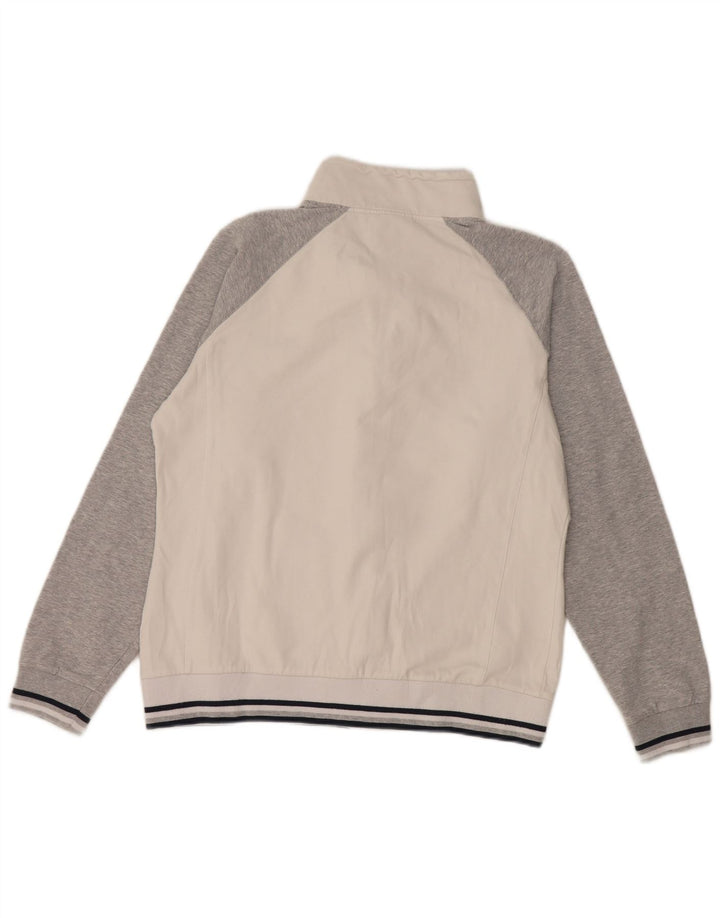 ASICS Womens Tracksuit Top Jacket UK 14 Medium Off White Colourblock