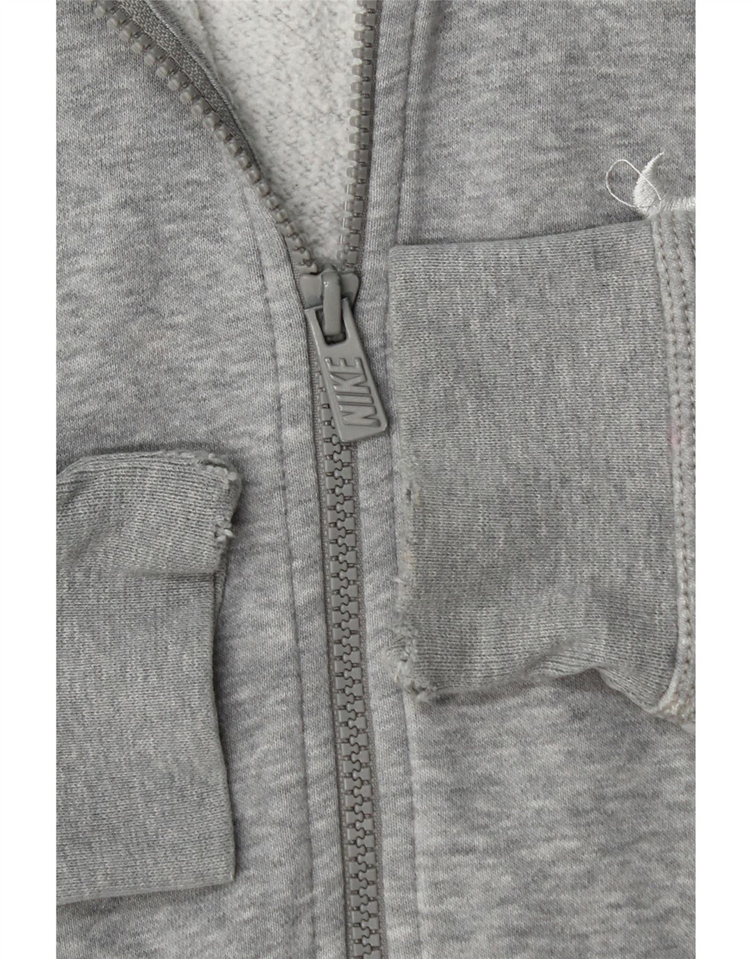 Suéter masculino Nike com capuz e zíper cinza médio algodão manchado