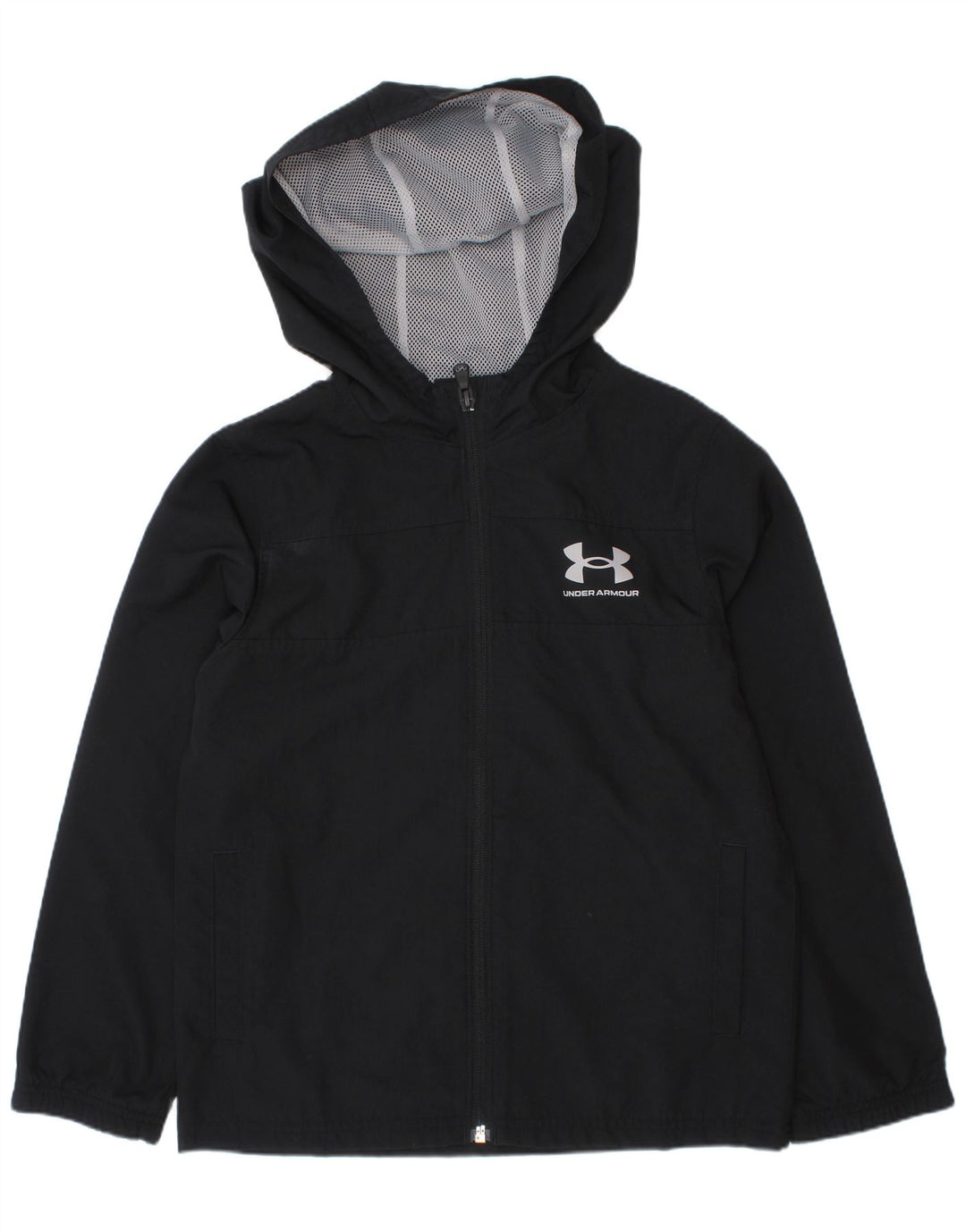 Jaqueta de chuva com capuz para meninos Under Armour 7-8 anos pequena preta