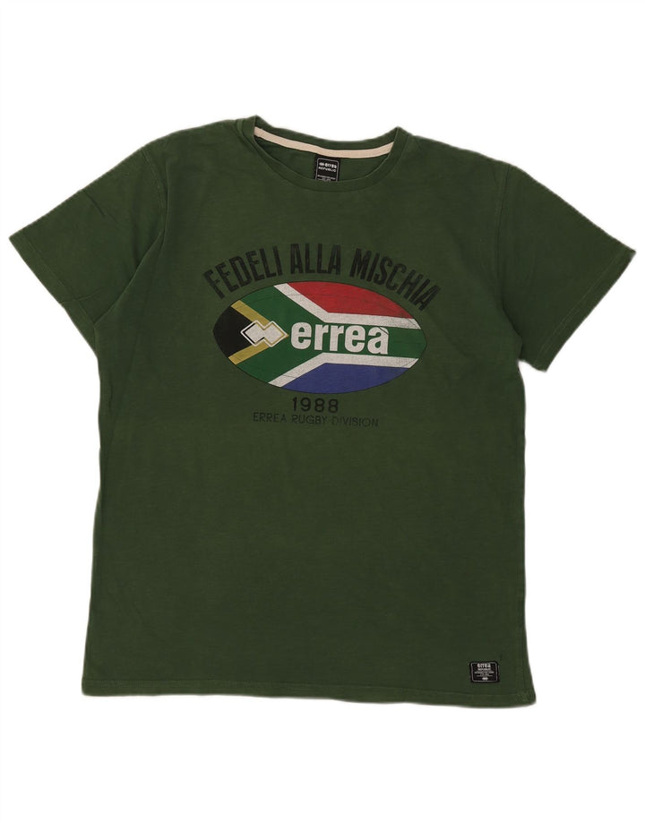 Camiseta masculina Errea com estampa gráfica grande verde