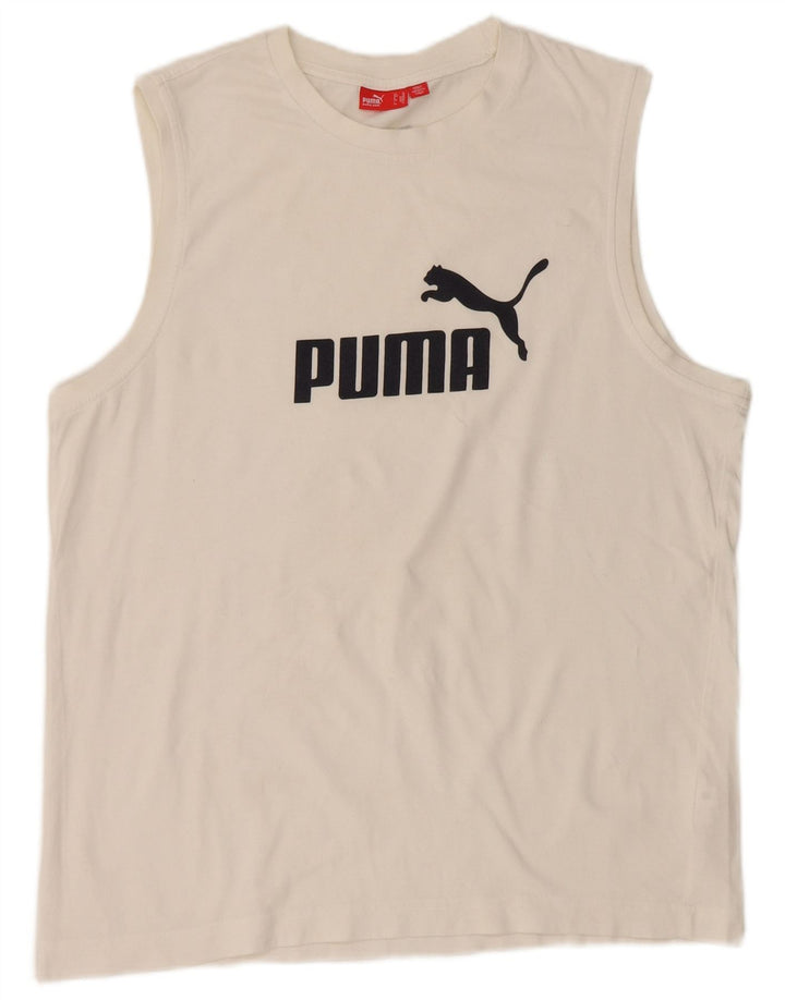 Puma Mens Graphic Vest Top XL Algodão Branco