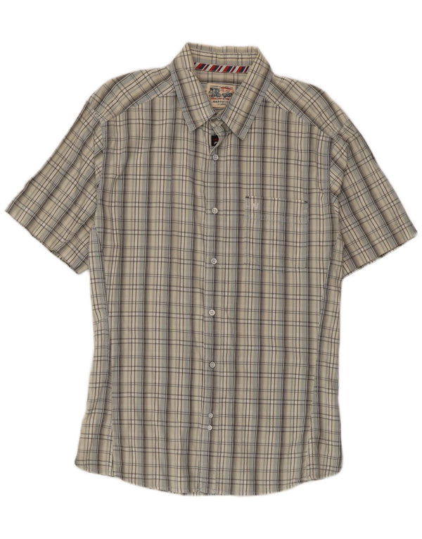 Camisa Wrangler masculina de manga curta XL cinza xadrez algodão