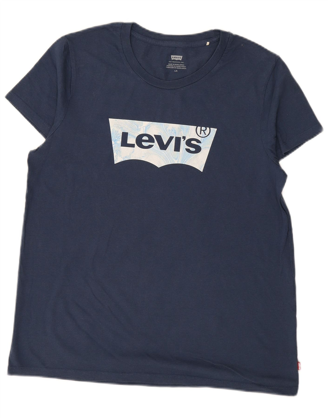 Camiseta feminina gráfica LEVI'S UK 16 grande algodão azul marinho