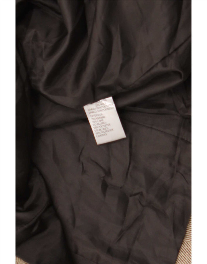 Jaqueta blazer feminina Calvin Klein com 5 botões EUA 14 XL bege espinha de peixe rayon
