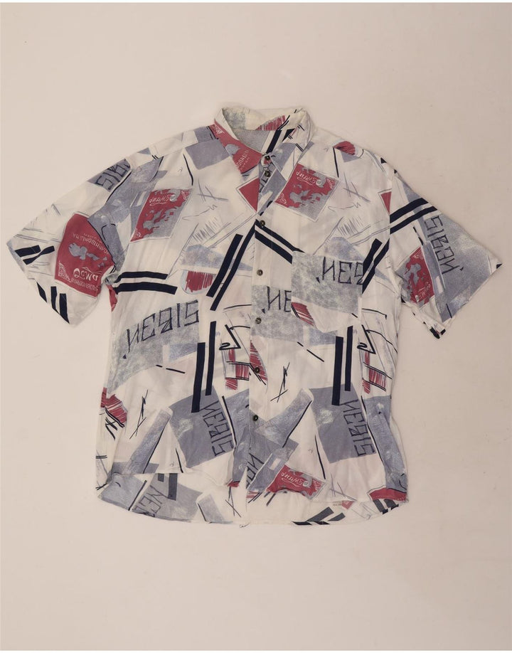 Camisa masculina vintage de manga curta XL multicolorida geométrica
