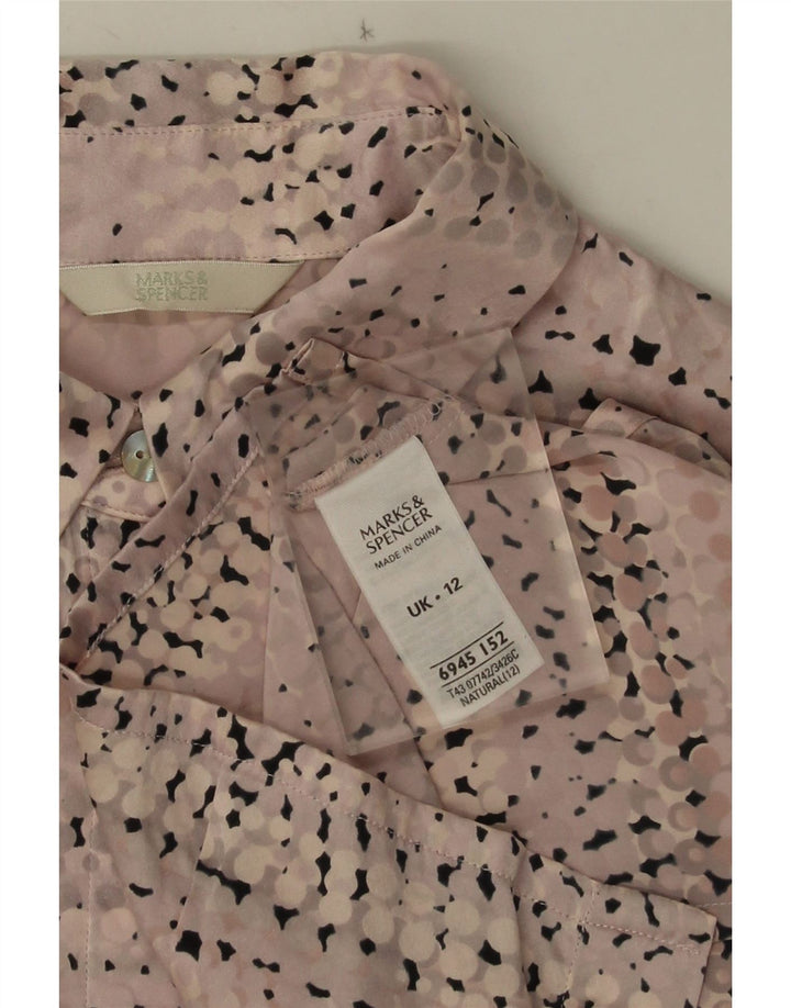 Blusa feminina Marks & Spencer Reino Unido 12 seda manchada rosa médio