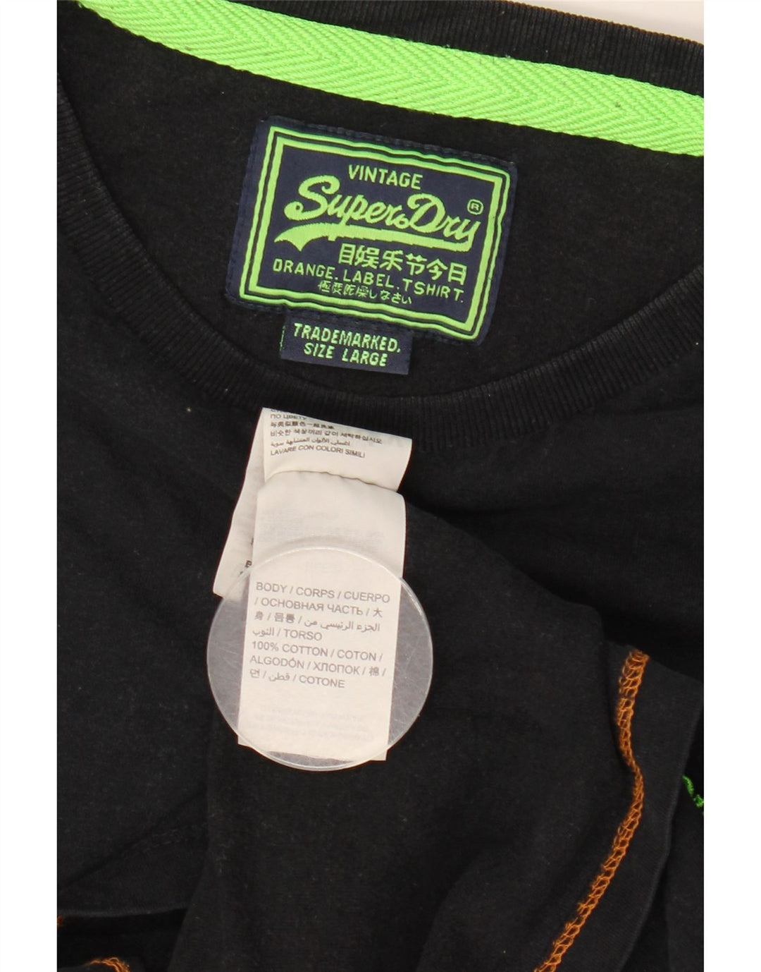 Camiseta masculina Superdry grande algodão preto