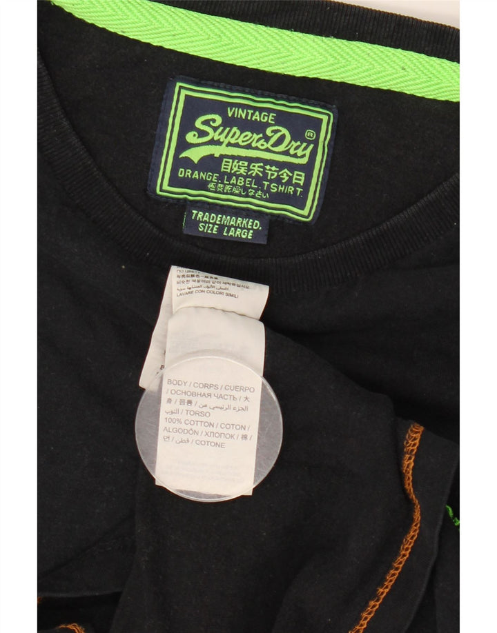 Camiseta masculina Superdry grande algodão preto