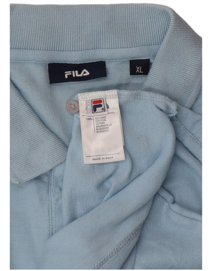 Camisa polo masculina de manga comprida FILA XL azul algodão
