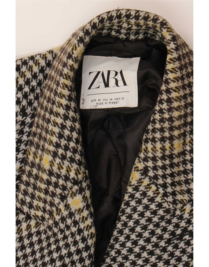 Jaqueta blazer masculina Zara com peito duplo UK 38 médio preto Houndstooth