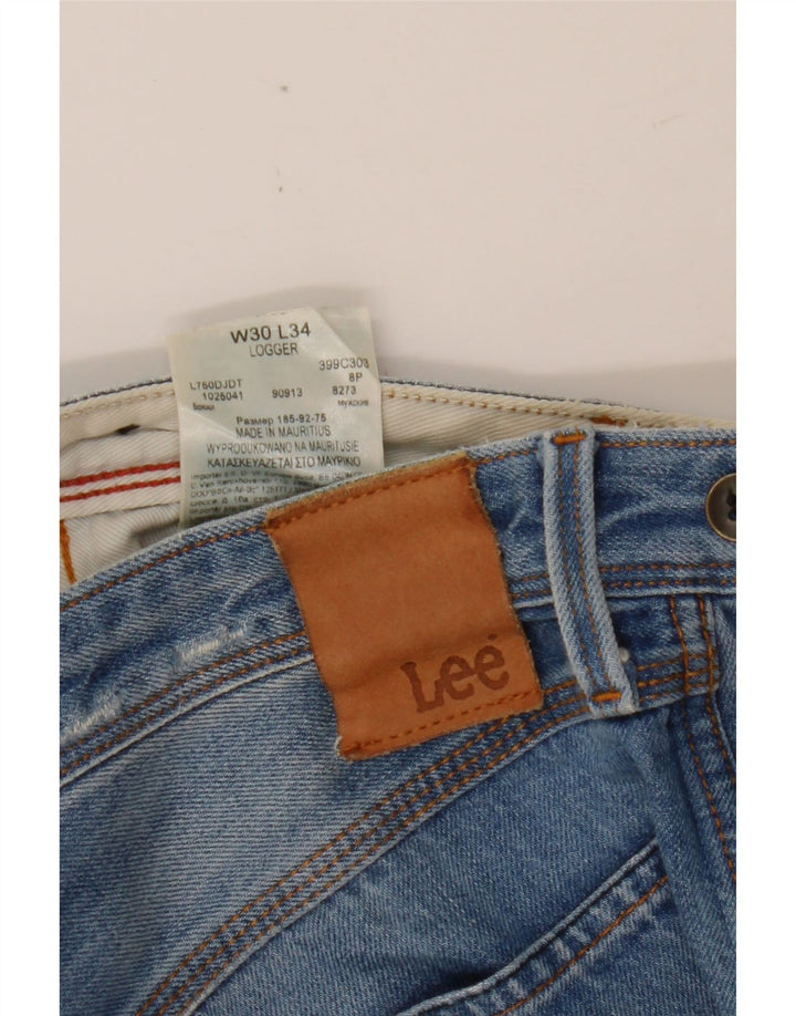 Calça jeans reta masculina LEE Logger desgastada W30 L34 algodão azul