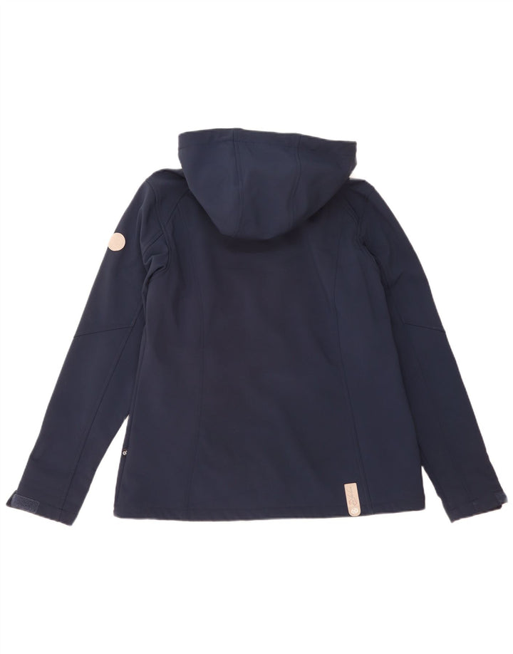 Jaqueta corta-vento com capuz feminino vintage EU 40 poliéster azul marinho médio