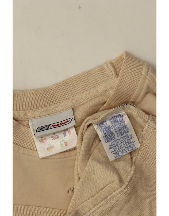 Reebok Womens Crop Sweatshirt Jumper UK 10 Pequeno Algodão Bege
