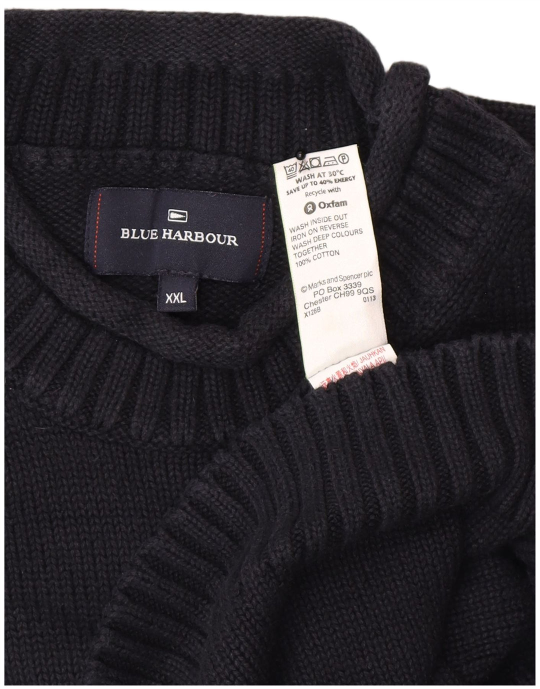 Suéter masculino Marks & Spencer Blue Harbor com gola tartaruga 2XL azul marinho