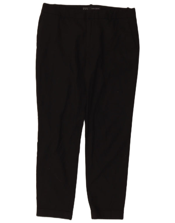 Zara Calça feminina cônica cortada UE 38 pequena W28 L25 preta