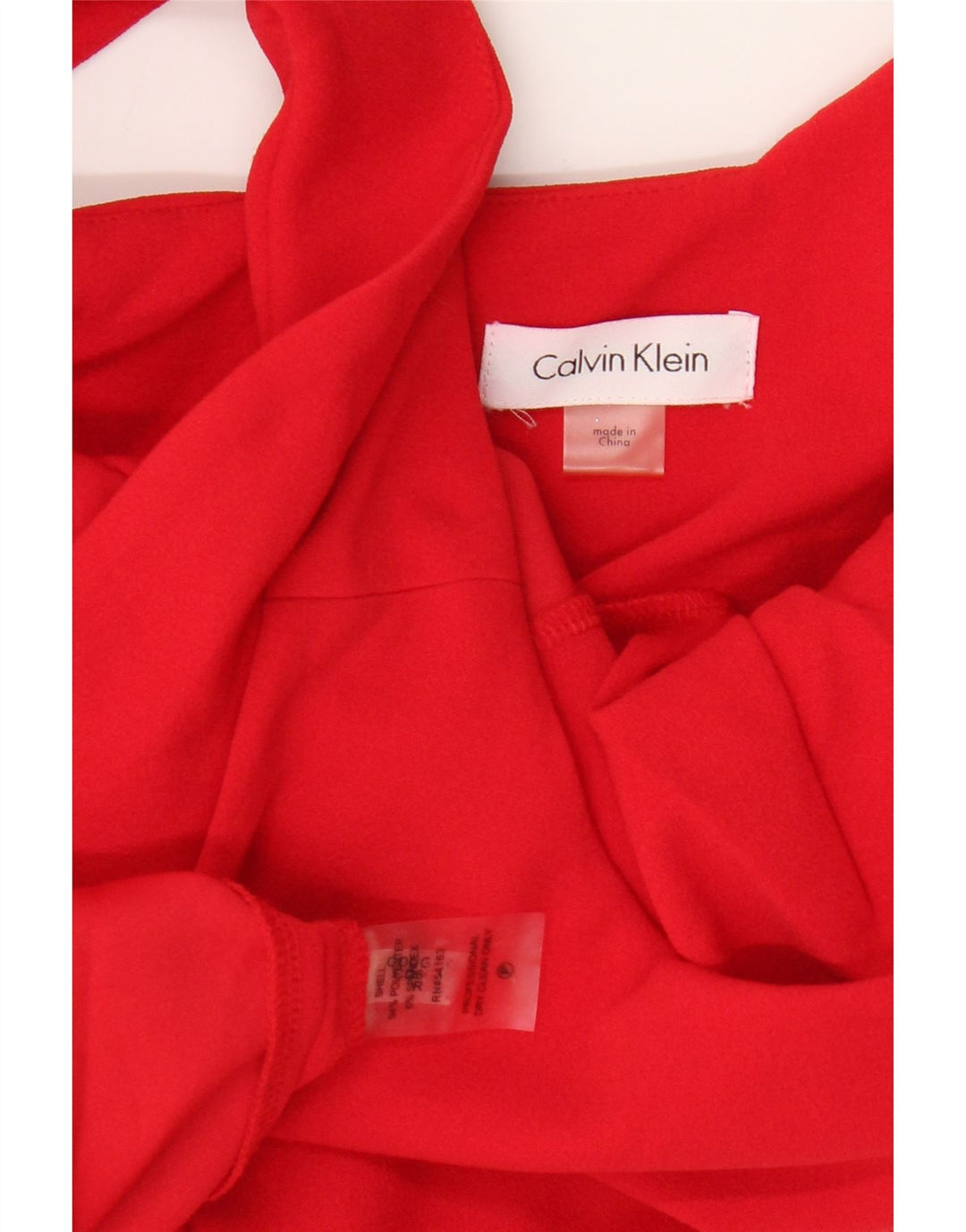 Vestido feminino Calvin Klein sem mangas com bainha UK 10 pequeno poliéster vermelho