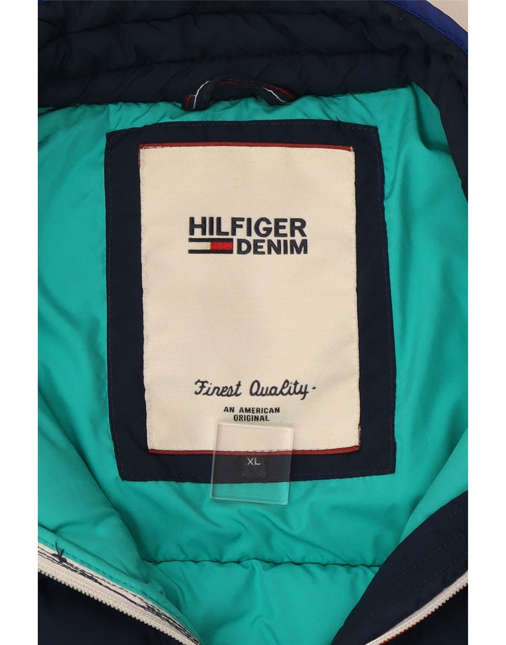 Jaqueta acolchoada masculina Tommy Hilfiger UK 42 XL azul marinho poliéster
