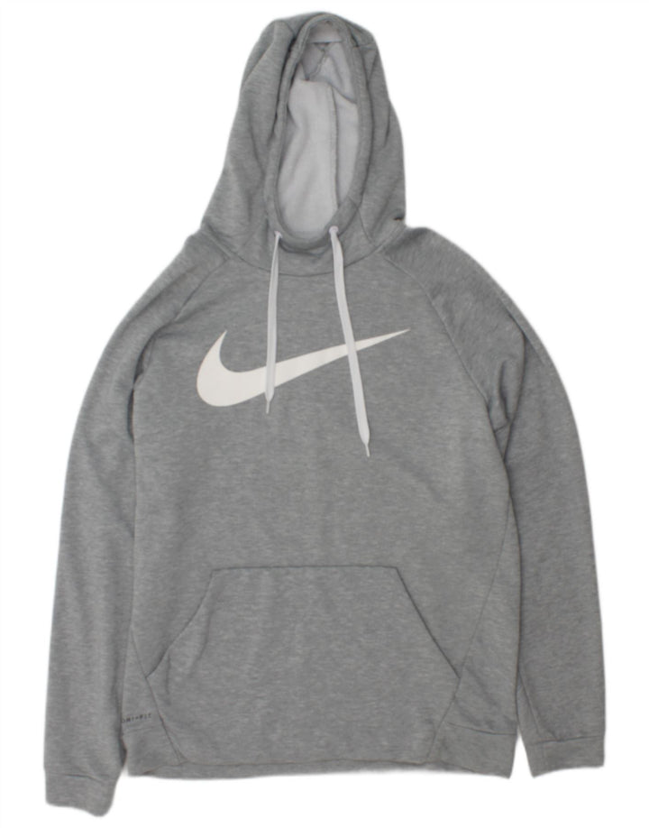 Suéter Nike masculino Dri Fit Graphic com capuz grande poliéster manchado cinza