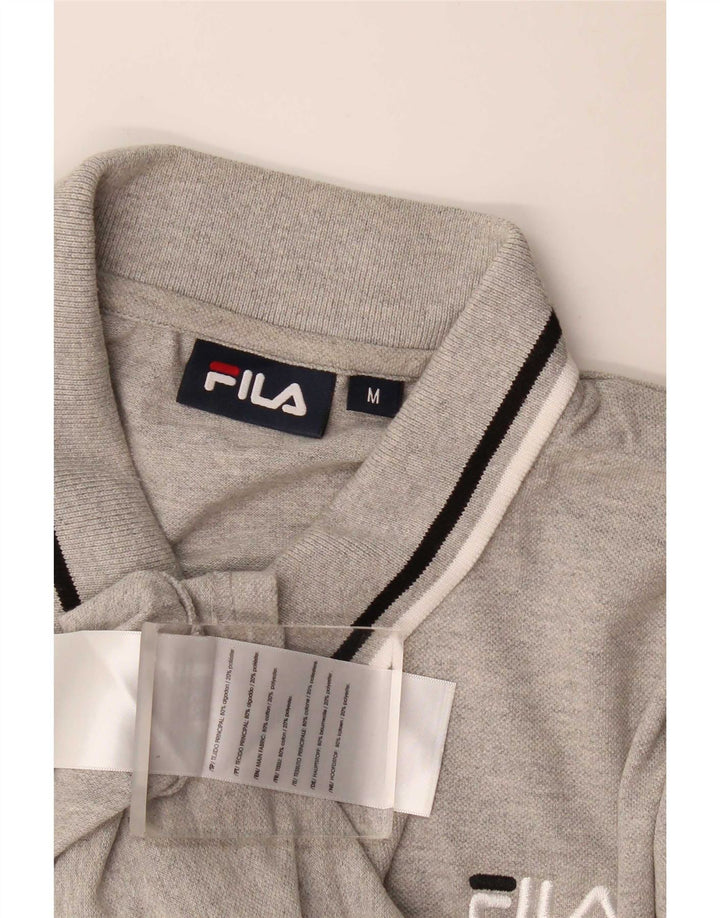 Camisa polo masculina Fila de algodão listrado cinza médio